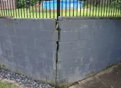 Movement and cracking to retaining wall